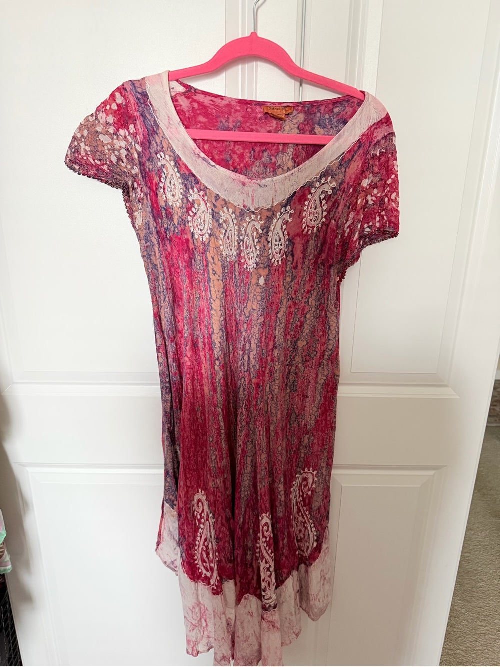 Sakkas Pink Multi Paisley Lace Accent Women’s Dress